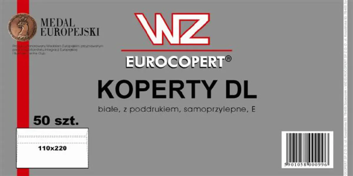 Koperty DL białe 50 szt.